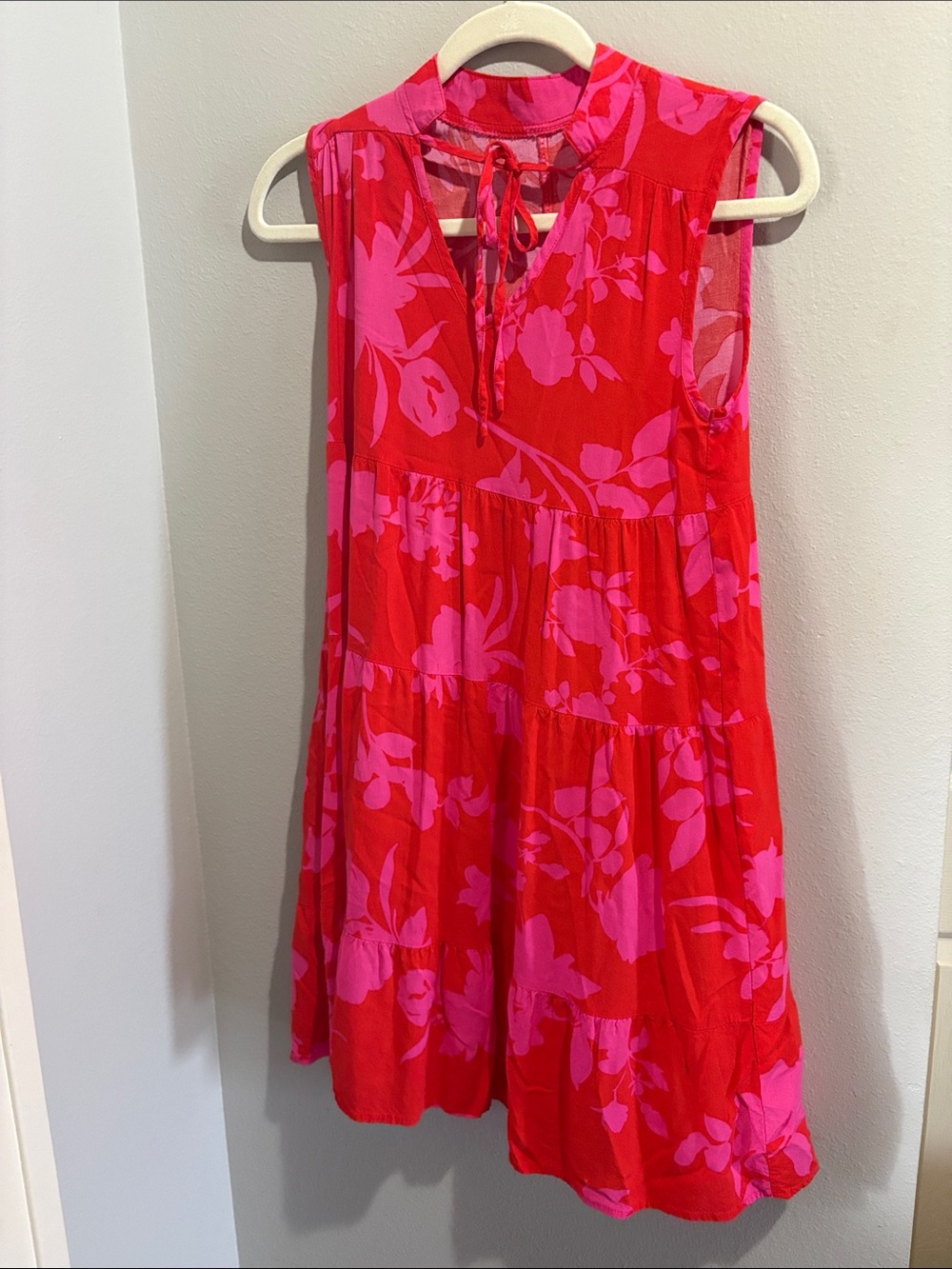 Beach Sissi Floral Tie-Back Sundress - Pink and Red (size small)